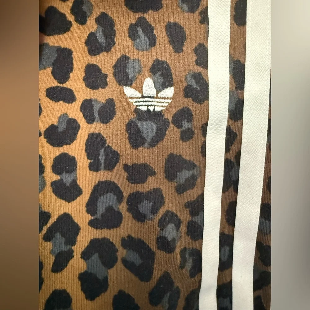 Adidas Leopard Print 3 Stripe Leggings Women’s Size XL - Picture 6 of 10